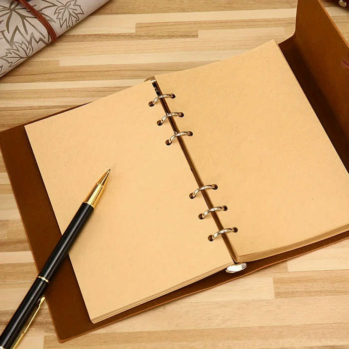Vintage Maple Leaf Embossed Journal with Wrap Closure - Tan