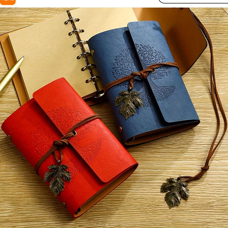 Vintage Tree Embossed Journal with Wrap Closure - Brown