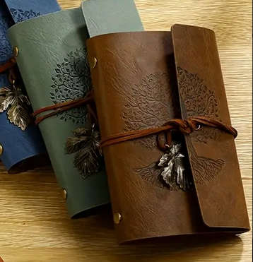 Vintage Tree Embossed Journal with Wrap Closure - Brown