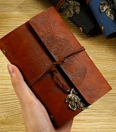 Vintage Tree Embossed Journal with Wrap Closure - Brown