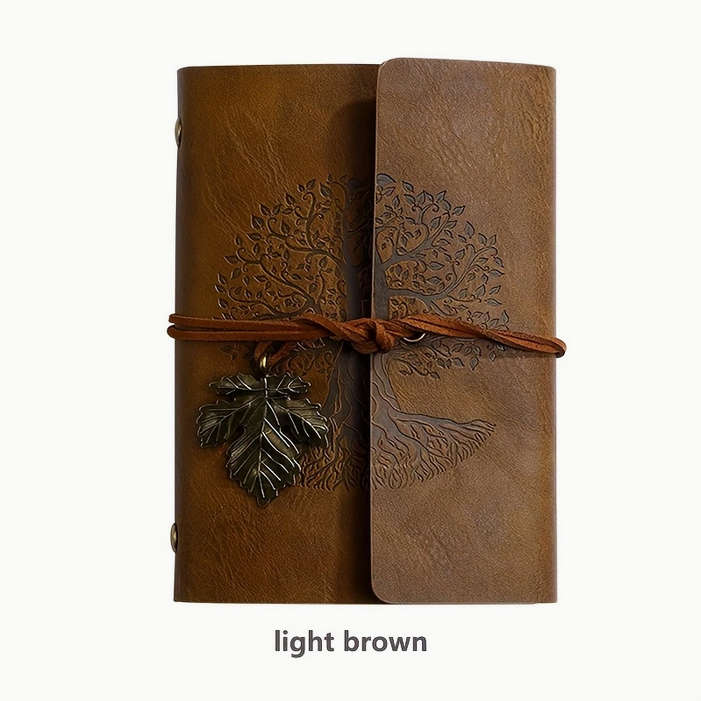 Vintage Tree Embossed Journal with Wrap Closure - Brown