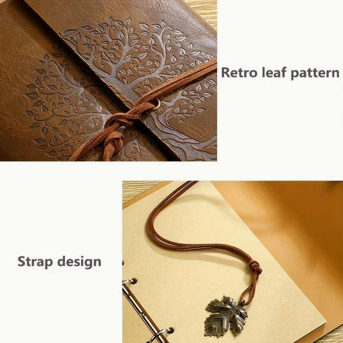Vintage Tree Embossed Journal with Wrap Closure - Brown