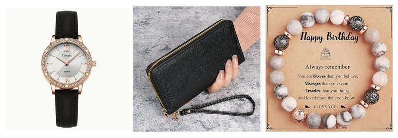 Watch and Floral Embossed Wallet with Bracelet and Gift Card
