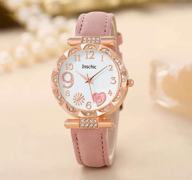Watch and Jewellery Set - Pink and Rose Gold