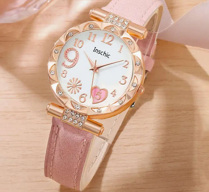 Watch and Jewellery Set - Pink and Rose Gold