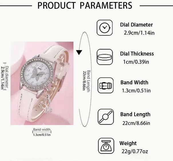 Butterfly Watch Necklace and Earring Jewellery Set