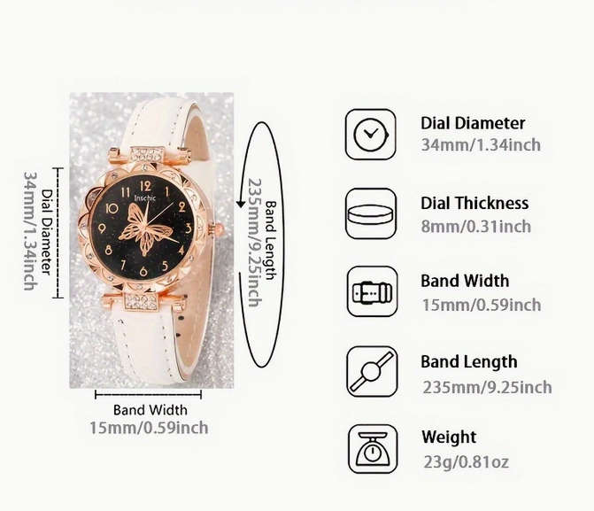 Watch and Jewellery Set - White and Rose Gold