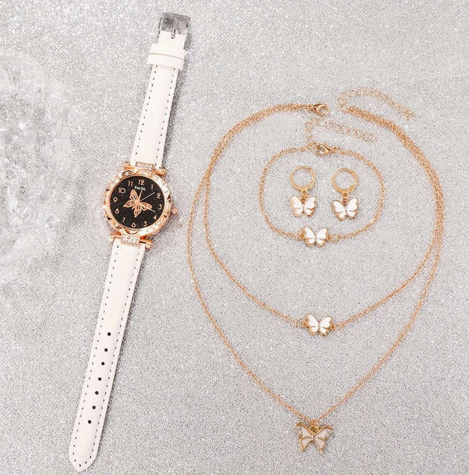 Watch and Jewellery Set - White and Rose Gold