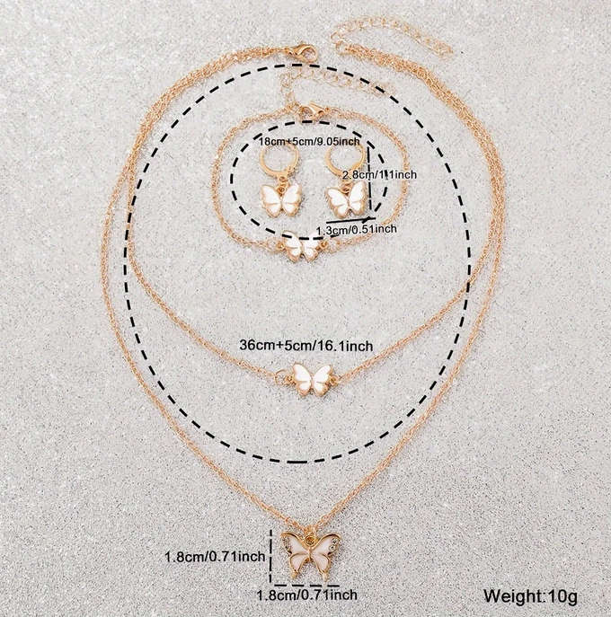 Watch and Jewellery Set - White and Rose Gold