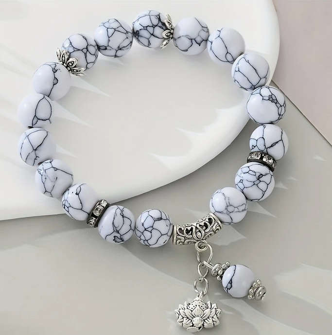 Vintage Style Water Drop Earrings and Bracelet Set - White Turquoise