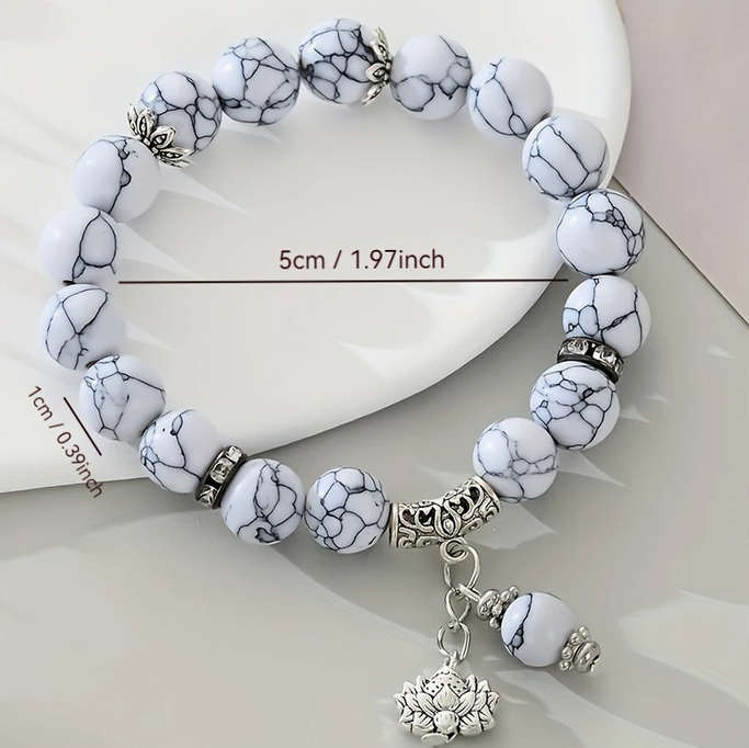 Vintage Style Water Drop Earrings and Bracelet Set - White Turquoise