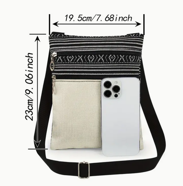 Pug Print Cross Body Bag with Adjustable Strap