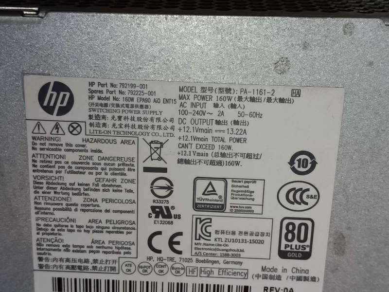 Hp Epa90 160W Power Supply for Aio 600 G3/705/800 G2