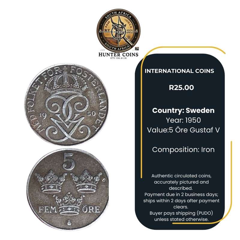 SWEDEN 1950 5 Öre - Gustaf V