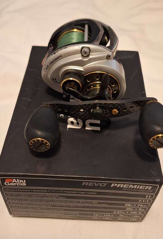 Abu Garcia Revo Premier Gen 3 baitcasting reel, including box.