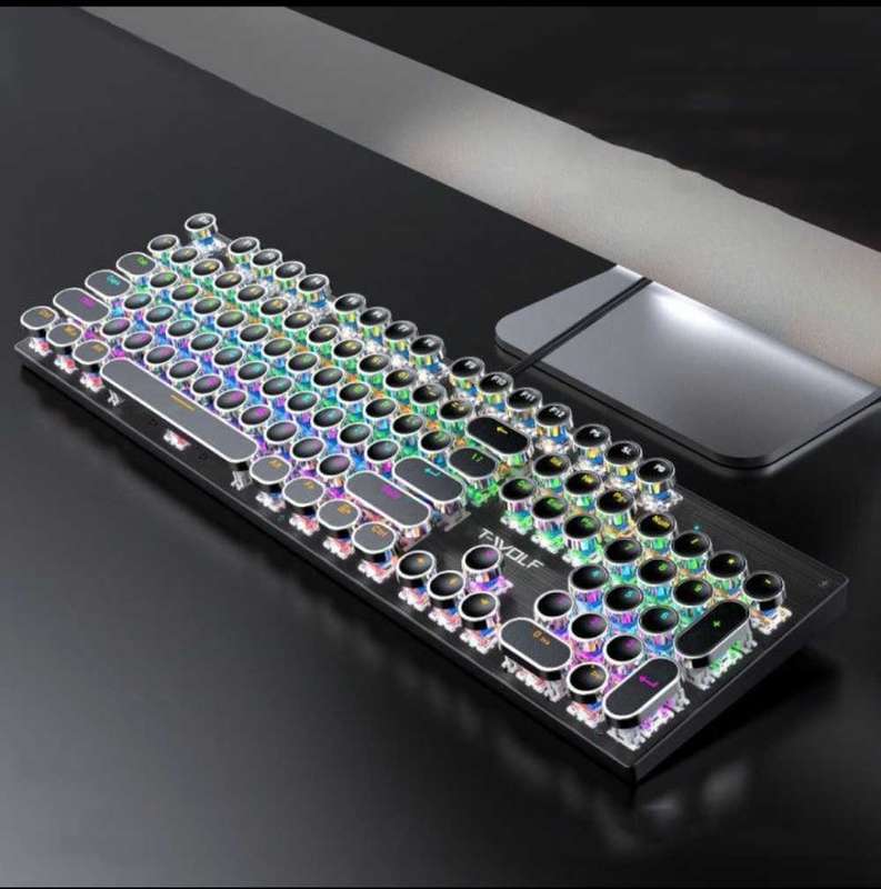 T-Wolf T75 104 Keys Adjustable RGB Light Computer Game Wired Mechanical Keyboard (Black)