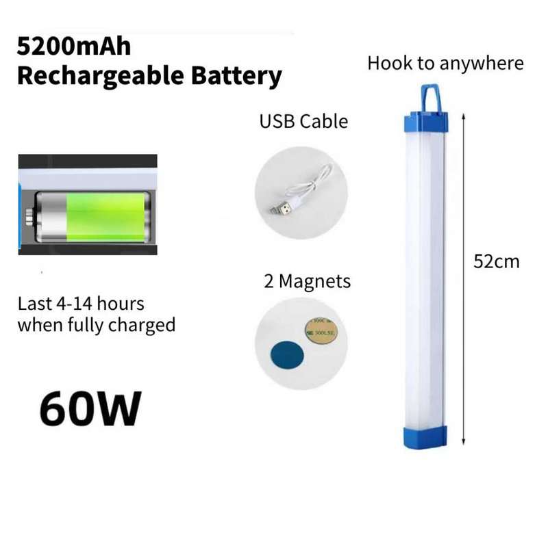 2 Pack 60W Rechargeable LED Lights for Loadshedding 14Hours Lighting