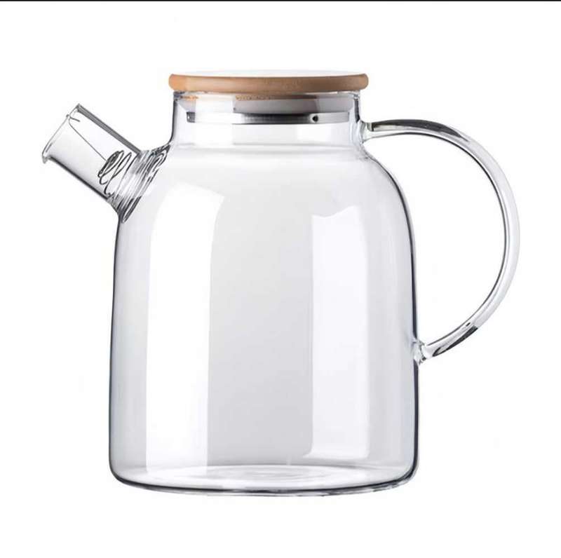 1.6L Traditional Borosilicate Glass Teapot with Wooden Lid
