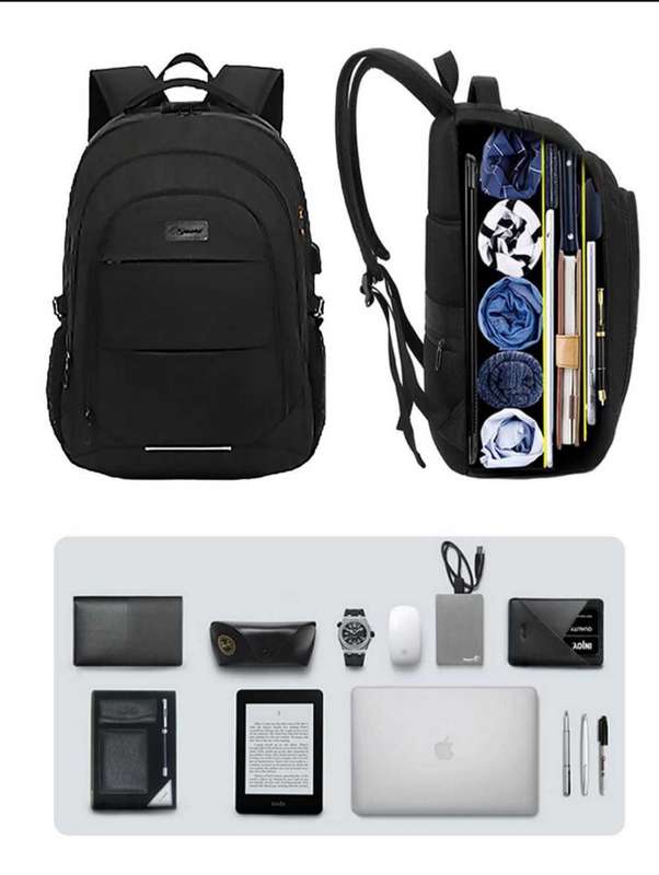 35L Laptop Backpack with USB Charging Port Waterproof For Travel/ Student