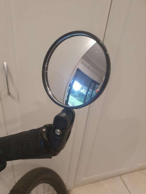 BICYCLE  REAR VIEW MIRROR    FULLY ADJUSABLE   .  FITS INSIDE HANDLE