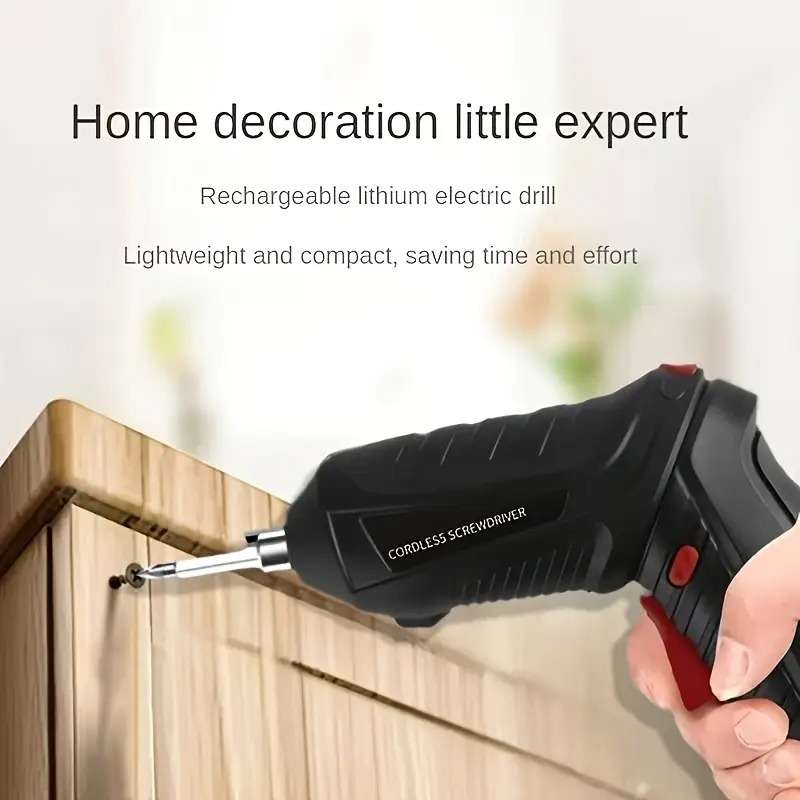 Cordless Electric Drill  Screwdriver Multi-Head, Dual-Purpose Rechargeable Lithium Battery