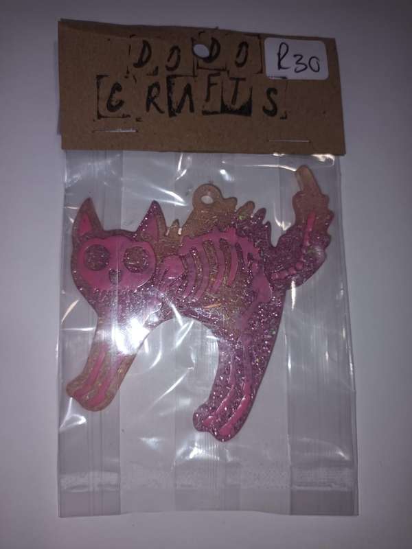 Skeleton Cat Keyring
