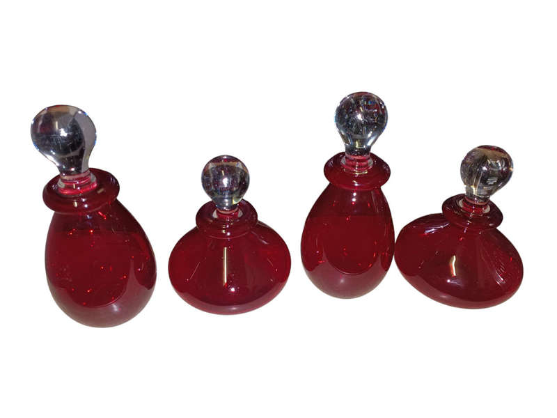 Vintage Ruby Red Hand Hand Blown Glass Perfume Bottle (Short one in pic)