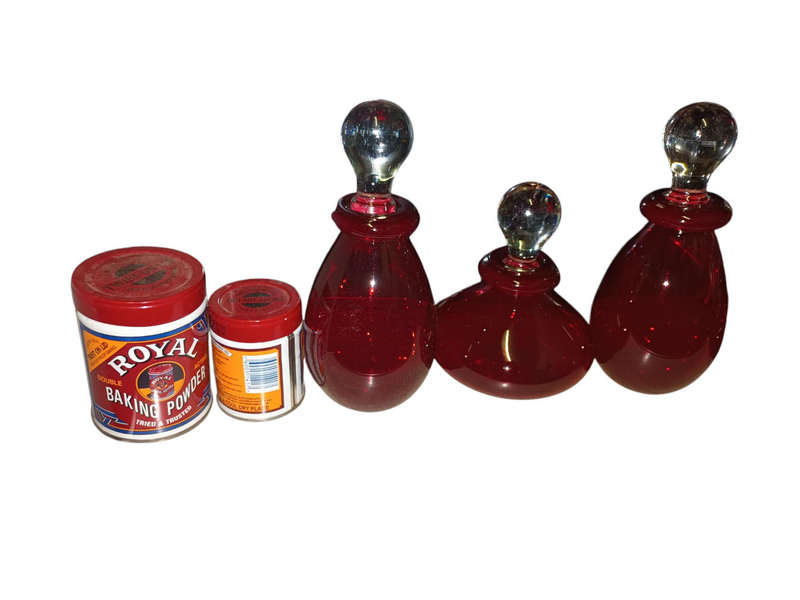 Vintage Ruby Red Hand Hand Blown Glass Perfume Bottle (Short one in pic)