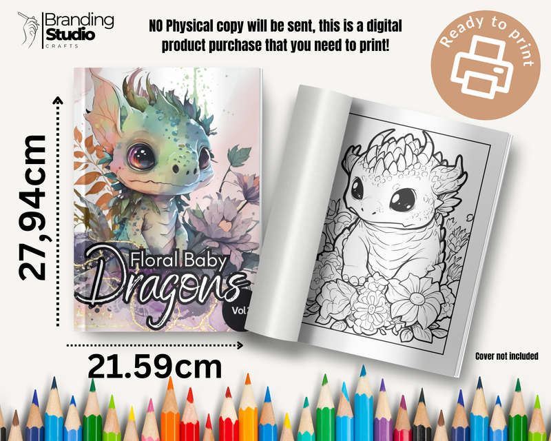 Floral Baby Dragons: Colouring Book: Explore the cuteness vol 2 (E-Book)