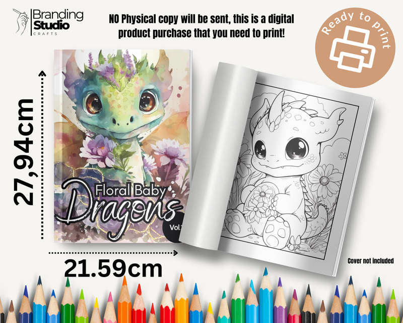Floral Baby Dragons: Colouring Book: Explore the cuteness vol 1 (E-Book)