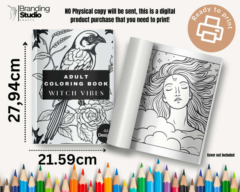 Adult Colouring Book: Witch aesthetic (Adult Fine Line colouring Books) (E-Book)