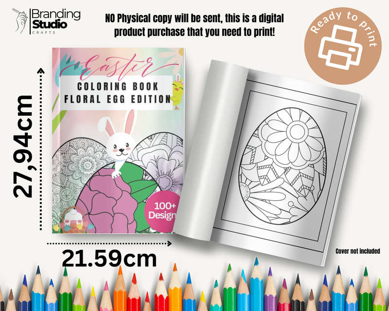 Easter Colouring Book- Floral Egg Edition: Happy easter  (Adult and Kid friendly) (E-Book)