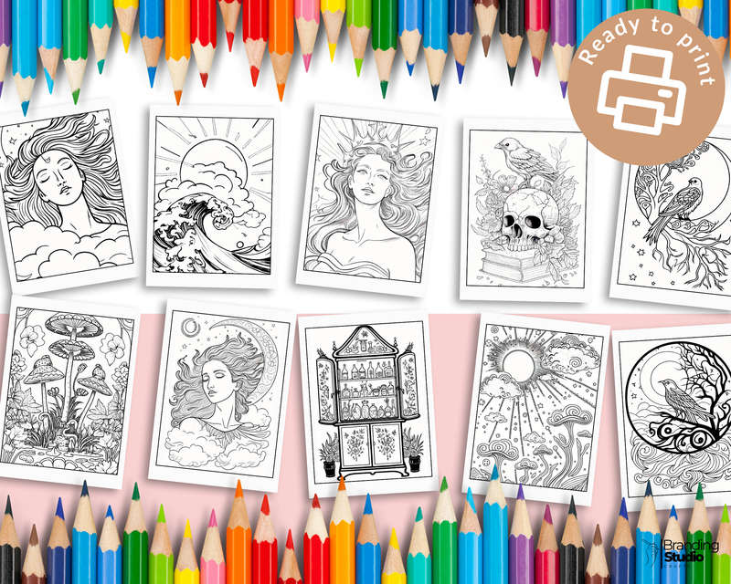 Adult Colouring Book: Witch aesthetic (Adult Fine Line colouring Books) (E-Book)