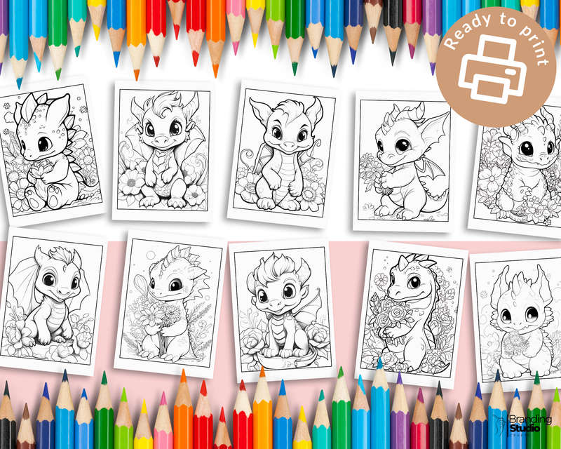 Floral Baby Dragons: Colouring Book: Explore the cuteness vol 1 (E-Book)