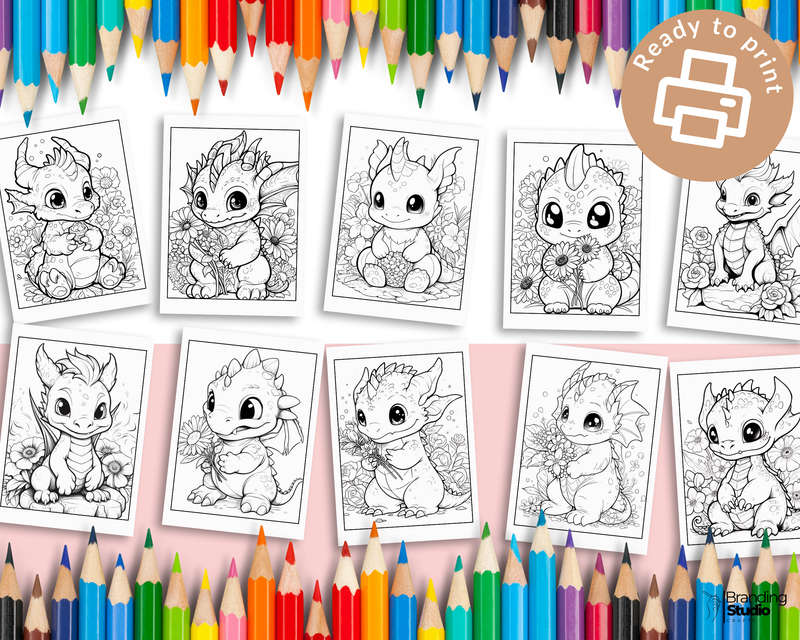 Floral Baby Dragons: Colouring Book: Explore the cuteness vol 1 (E-Book)