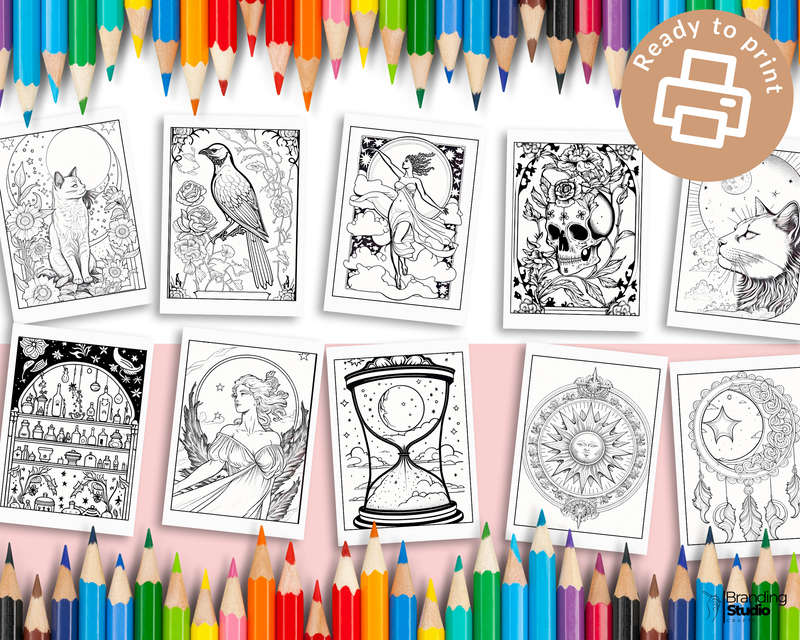 Adult Colouring Book: Witch aesthetic (Adult Fine Line colouring Books) (E-Book)
