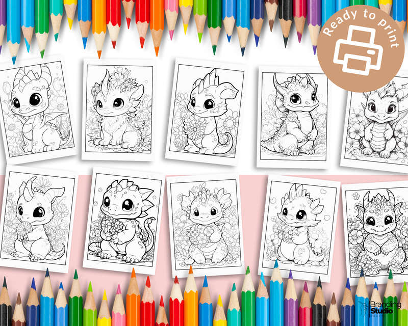 Floral Baby Dragons: Colouring Book: Explore the cuteness vol 2 (E-Book)
