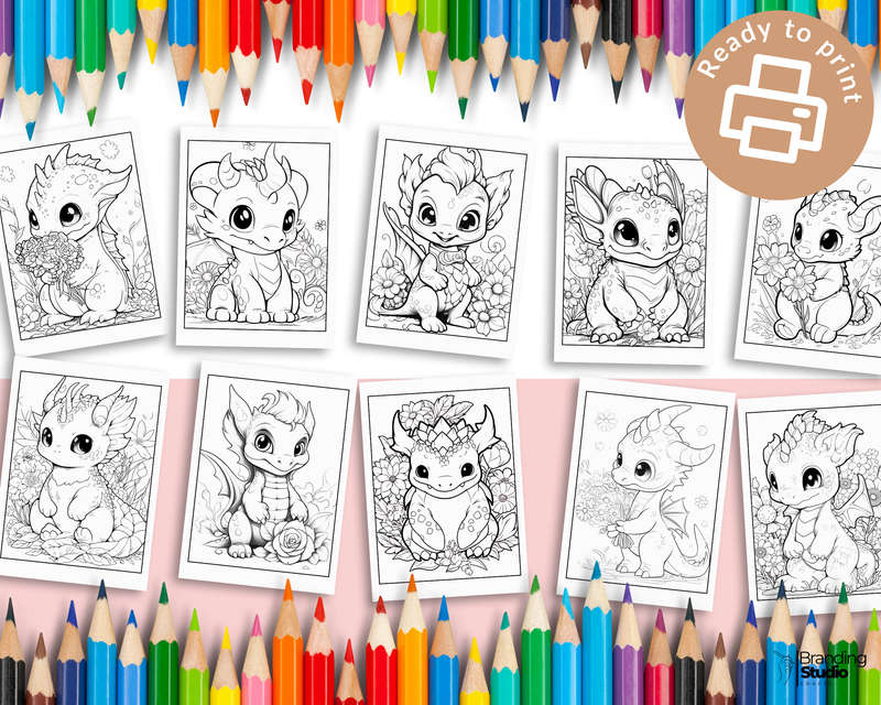 Floral Baby Dragons: Colouring Book: Explore the cuteness vol 1 (E-Book)