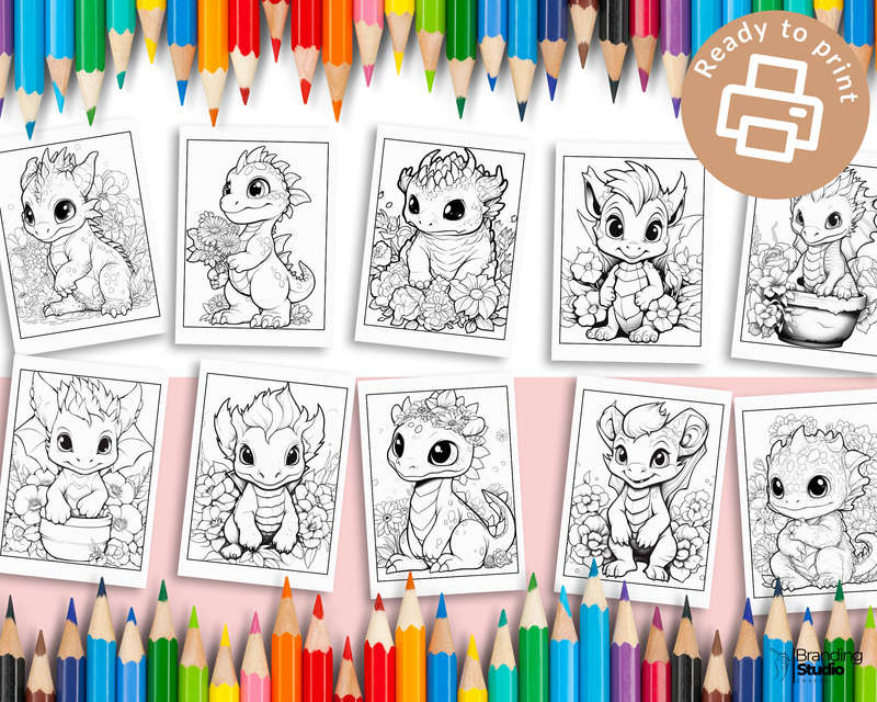 Floral Baby Dragons: Colouring Book: Explore the cuteness vol 2 (E-Book)