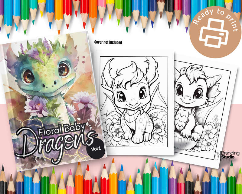 Floral Baby Dragons: Colouring Book: Explore the cuteness vol 1 (E-Book)
