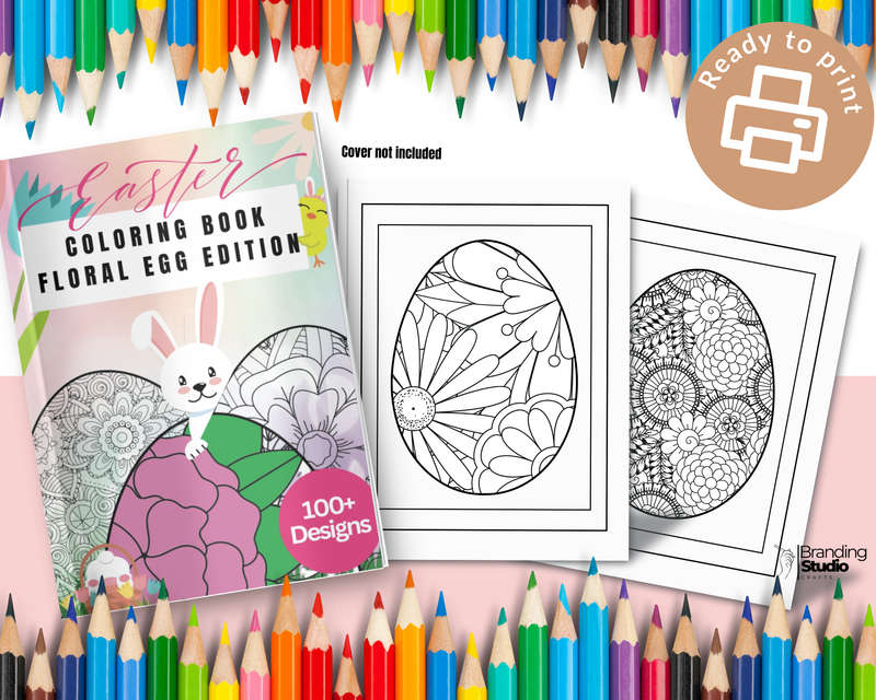 Easter Colouring Book- Floral Egg Edition: Happy easter  (Adult and Kid friendly) (E-Book)