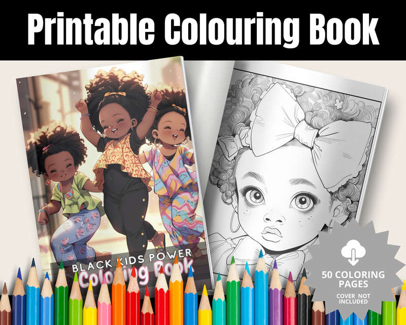 Black Kids Power Colouring Book: Celebrating black kids (E-Book)