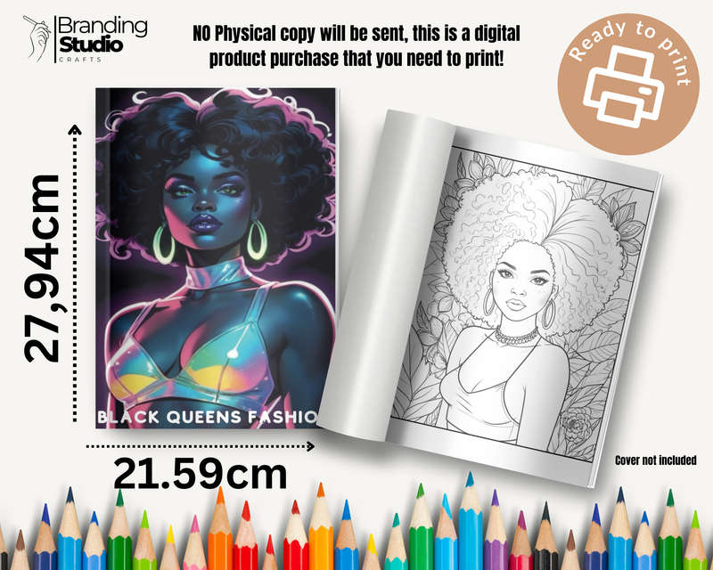 Black Queens Fashion: Celebrating the fashion queens Colouring Book (E-Book)
