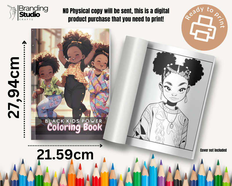 Black Kids Power Colouring Book: Celebrating black kids (E-Book)