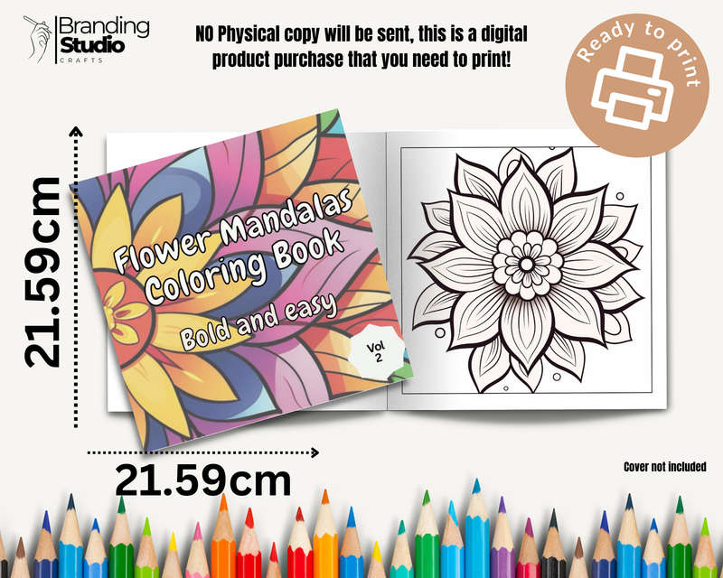 Flower Mandalas Colouring Book: Bold and easy Vol 2 (E-Book)