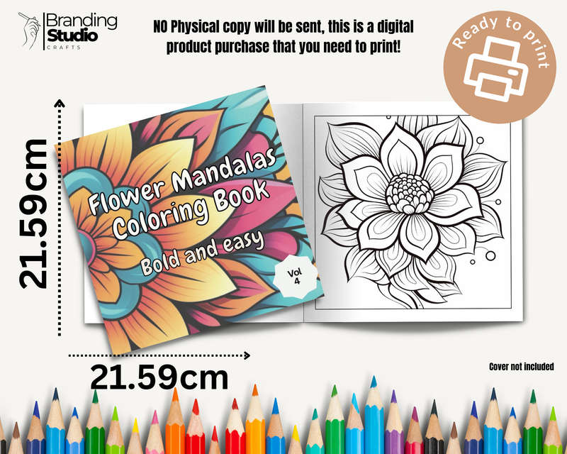 Flower Mandalas Colouring Book: Bold and easy Vol 4 (E-Book)