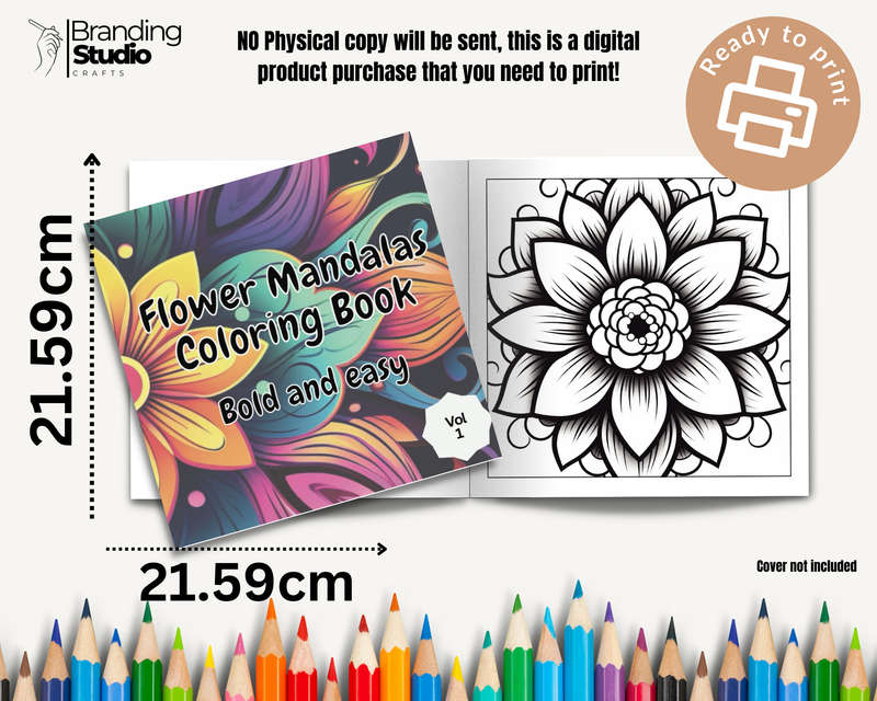 Flower Mandalas Colouring Book: Bold and easy Vol 1 (E-Book)