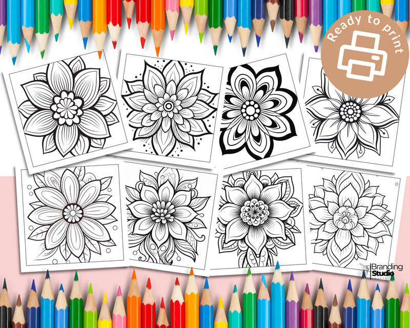 Flower Mandalas Colouring Book: Bold and easy Vol 2 (E-Book)