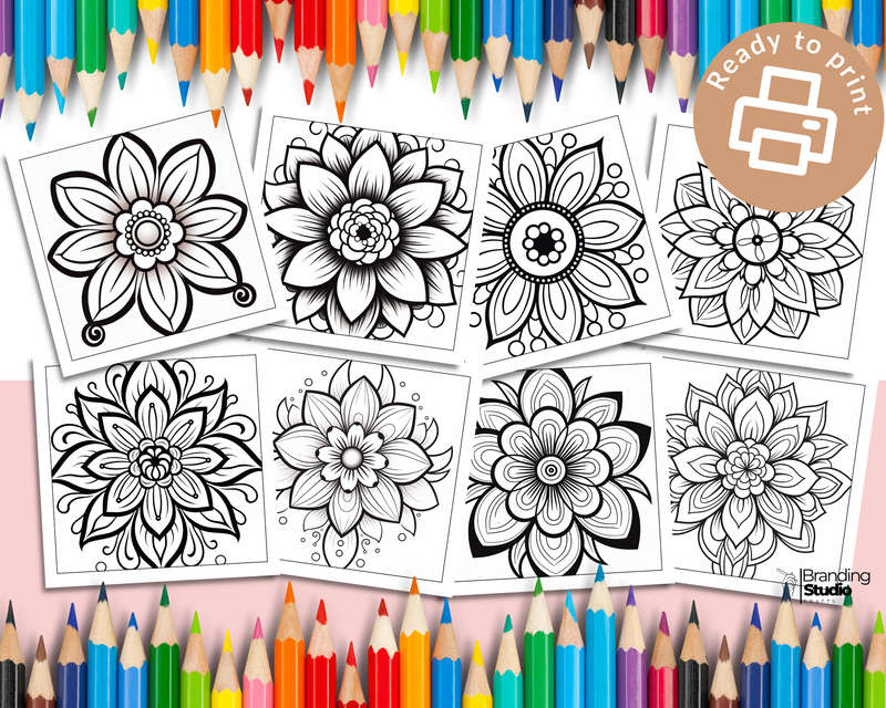 Flower Mandalas Colouring Book: Bold and easy Vol 1 (E-Book)