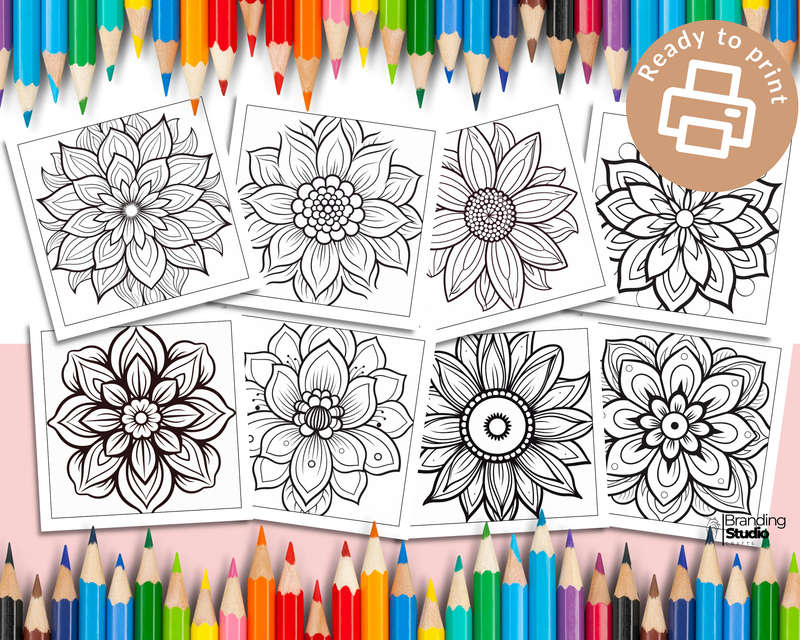 Flower Mandalas Colouring Book: Bold and easy Vol 3 (E-Book)
